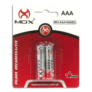 PILHA RECARREGAVEL PALITO AAA MOX C/2 UN