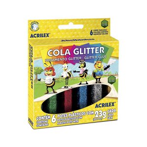 COLA COLORIDA 6 CORES C/GLITER 23G ACRILEX