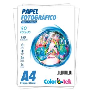 PAPEL FOTOGRAFICO GLOSSY COLORTEK 180GR A-4 C/50 FLS