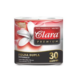 PACOTE PAPEL HIG BCO FLORAX CLARA FOLHA DUPLA 30 MT PCT C/4 RLS