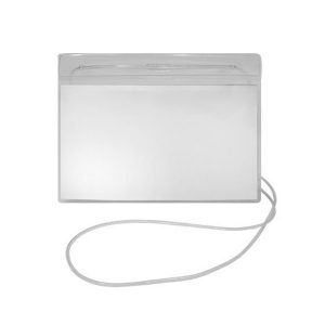 CRACHA C/CORDAO TRANSP VERTICAL 12X8 PLASTPARK