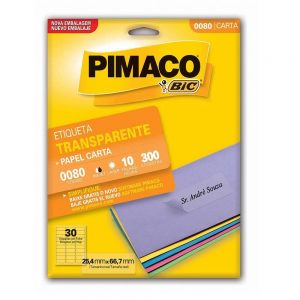 ETIQUETA PIMACO 25,4X66,7 TRANSPARENTE 0080 300 ETIQ