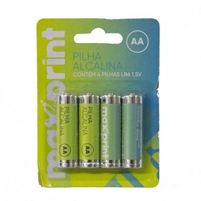 PILHA PEQ AA ALC MAXPRINT C/4 UN
