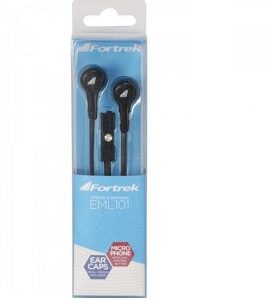 FONE DE OUVIDO COM MICROFONE EML101 FORTREK PRETO