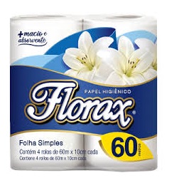 FARDO PAPEL HIG BCO FLORAX BRANCO 60 MTS 16X4 C/64 RLS