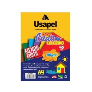 PAPEL CRIATIVO USAPEL A-4 COM 8 CORES 45 FLS 85G