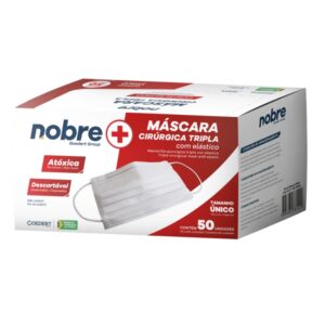 MASCARA TRIPLA DESCARTAVEL COM ELASTICO NOBRE CX C/50 UNID