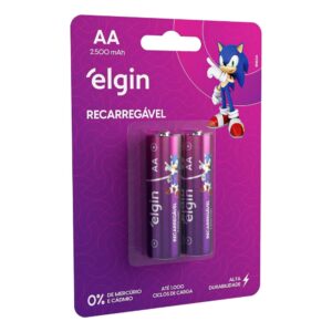 PILHA RECARREGAVEL PEQ AA ELGIN C/2 UN
