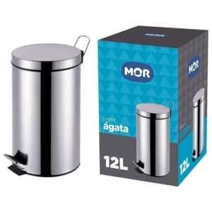 LIXEIRA METAL INOX COM PEDAL AGATA MOR 12 LTS