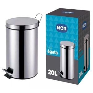 LIXEIRA METAL INOX COM PEDAL AGATA MOR 20 LTS