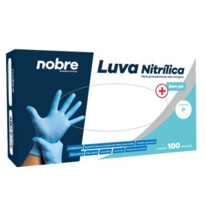 LUVA PROCEDIMENTO NOBRE NITRILICA PEQUENA AZUL C/100 UN