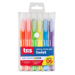 CANETA MARCA TEXTO GEL TRIS TWIST 06 CORES