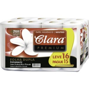 PACOTE PAPEL HIG BCO FOLHA DUPLA CLARA FLORAX 30 MT PCT C/16 ROLOS