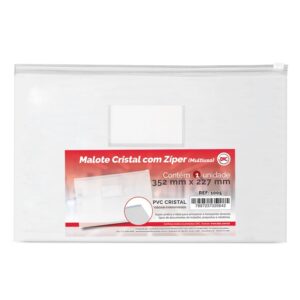 PASTA MALOTE PVC COM ZIPER 352X227 CRISTAL 1005 DAC