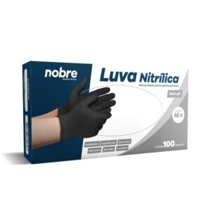 LUVA PROCEDIMENTO NOBRE NITRILICA MEDIA PRETA REFORCADA C/100 UN