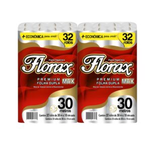 FARDO PAPEL HIG BCO FOLHA DUPLA FLORAX MAX 30 MT C/64 RLS