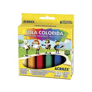 COLA COLORIDA 6 CORES ACRILEX