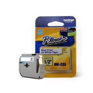 FITA ROTULADOR BROTHER M233 12MM AZUL/BRANCO