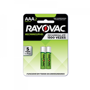 PILHA RECARREGAVEL PALITO AAA RAYOVAC C/2 UN 2.000MAH
