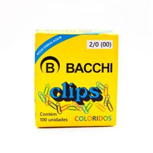 CLIPS 2/0 METAL CX PEQUENA C/100UN BACCHI COLORIDO