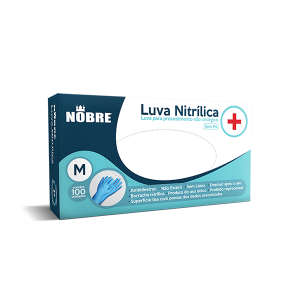 LUVA PROCEDIMENTO NOBRE NITRILICA MEDIA AZUL C/100 UN